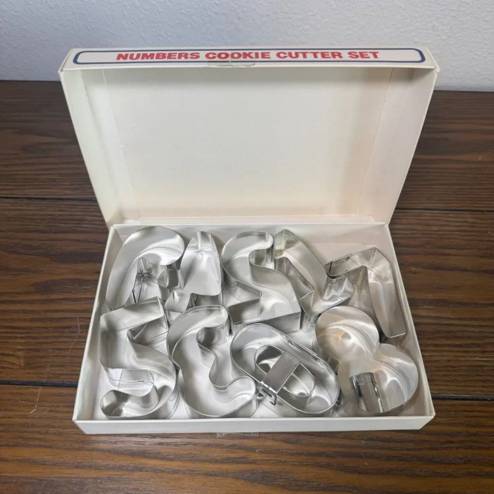 Vintage 1984 Fox Run Craftsmen Numbers Cookie‎ Cutter Set 3640 Tin Aluminum